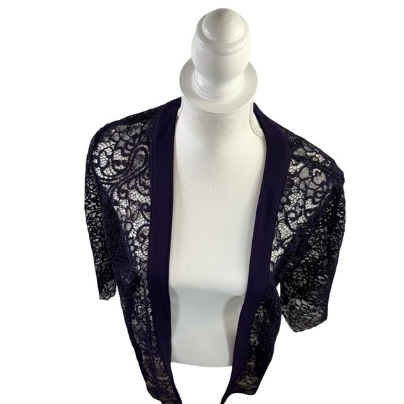 Maya Brook Lace Plum 3/4 Sleeve Cover Up Size 12 - Picture 2 of 8